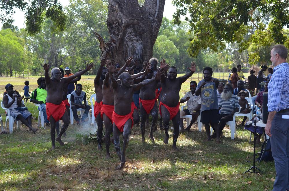 Mantiyupwi family dancers at the payment ceremony.